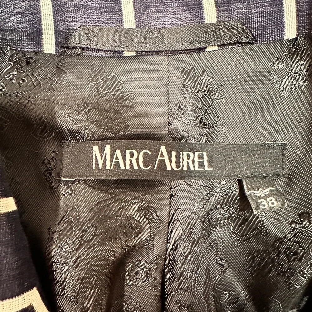 Striped Navy blue and White Women's Jacket - Picture 9 of 11